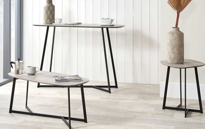 Pacific Lifestyle Ukiah Grey Oak Veneer And Black Metal Console Table-76-474