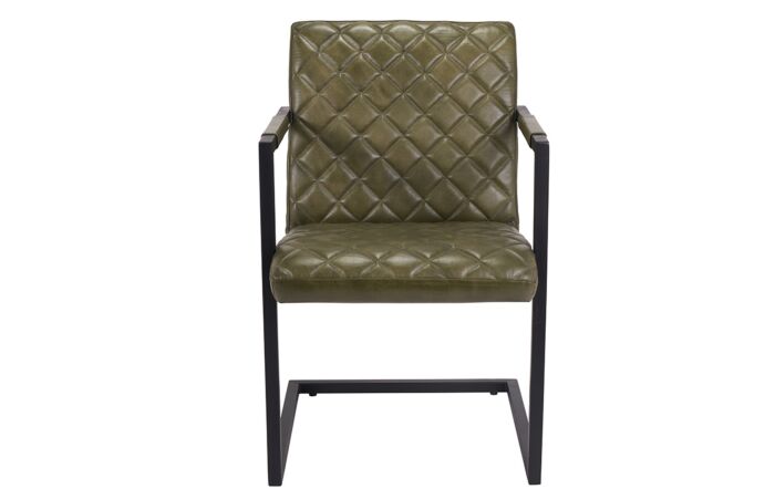 Pacific Lifestyle Vittorio Sage Green Leather and Iron Arm Chair
