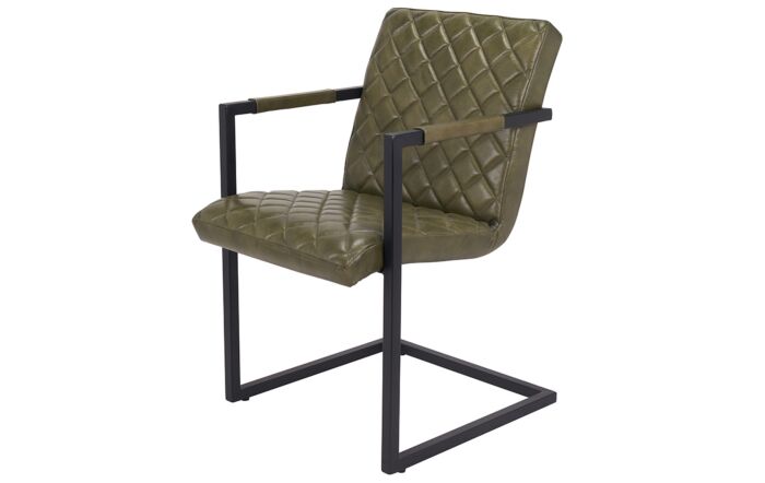 Pacific Lifestyle Vittorio Sage Green Leather and Iron Arm Chair-15-308-SAG