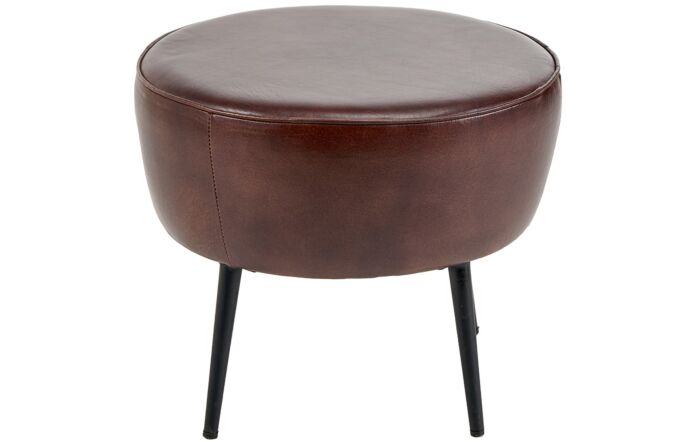 Pacific Lifestyle Donato Mahogany Leather and Iron Stool