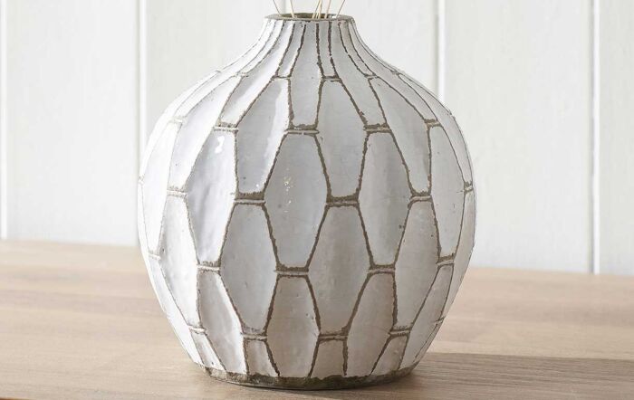 Pacific Lifestyle Gaudi White Stoneware Geometric Vase-70-668