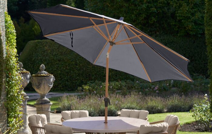 Pacific Lifestyle Riva Teak 3m Round Centre Pole Parasol - Anthracite-18-192-GY