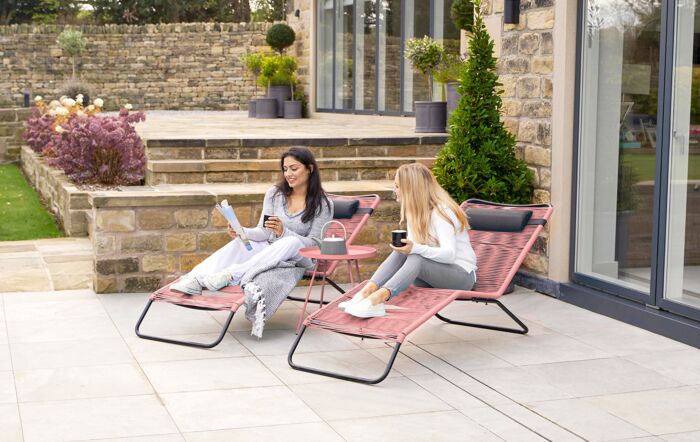 Pacific Lifestyle Pink PU Rio Set of 2 Sun Loungers-18-270-PI