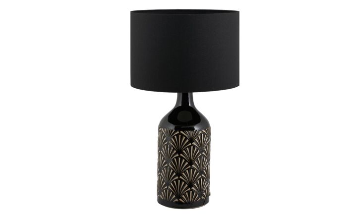 Pacific Lifestyle Poiret Black Art Deco Detail Ceramic Table Lamp