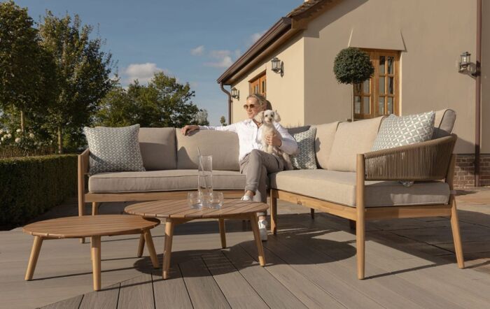 Maze Porto Garden Corner Sofa Set with Side Tables-PORTO-CSS-SS