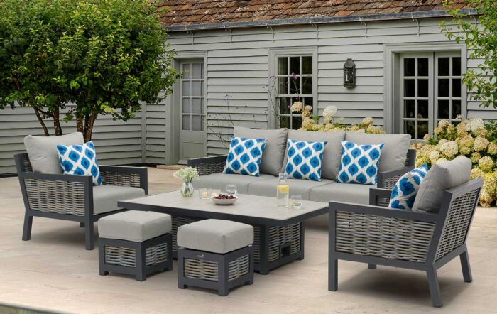 Bramblecrest Portofino Adjustable Casual 3 Seat Sofa Set with Ceramic Table