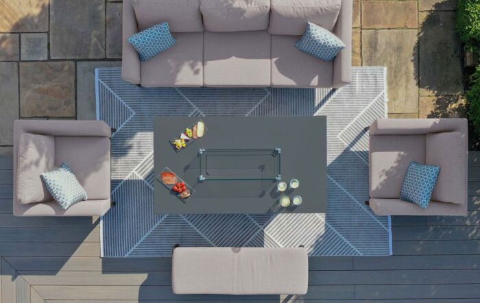 Maze Pulse 3 Seat Sofa Set With Firepit Table - Oatmeal-FB-PUL-3SD-FPT-OT
