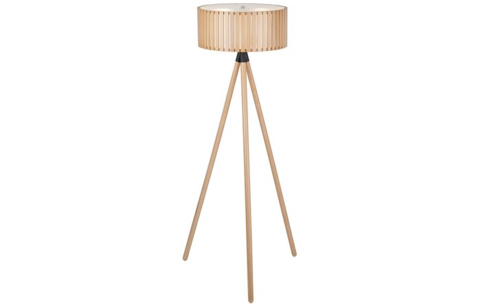 Pacific Lifestyle Rabanne Slatted Natural Wood Tripod Floor Lamp