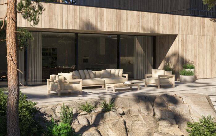 4 Seasons Outdoor Raffinato Lounge Set With 2 Teak Tables-19871 x 4 & 17065 x 2 & 19869 & 19870