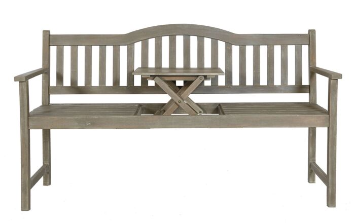 Pacific Lifestyle Richmond Antique Grey Wood Bench with Pop Up Table