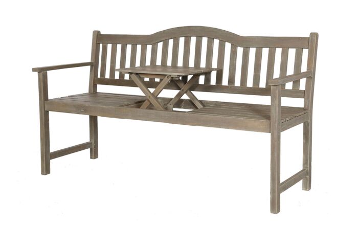 Pacific Lifestyle Richmond Antique Grey Wood Bench with Pop Up Table-18-F-621-AG 1
