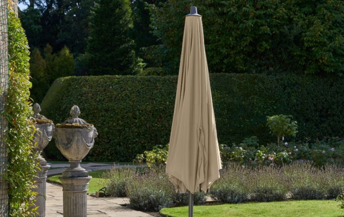 Pacific Lifestyle Riva 3.5m Champagne Parasol & 40kg Wheeled Base-18-120-CH & 18-123