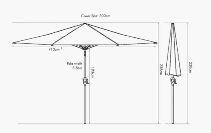 Pacific Lifestyle Riva 3m Table Parasol - Grey-18-119-GY