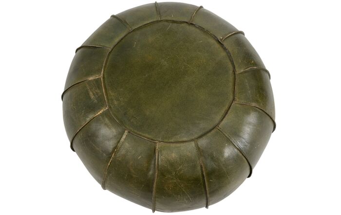 Pacific Lifestyle Giona Sage Green Leather Round Pouffe