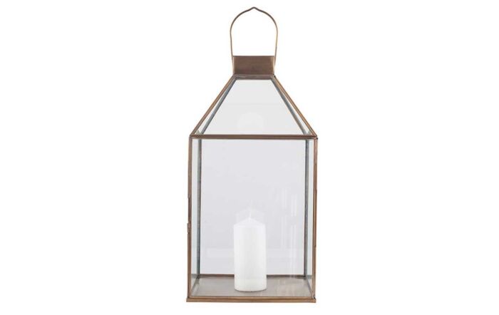 Pacific Lifestyle Shiny Brass Metal & Glass Square Lantern-70-575-SB 1