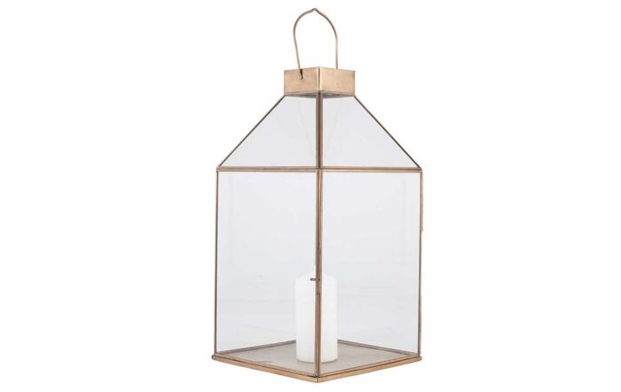 Pacific Lifestyle Shiny Brass Metal & Glass Square Lantern-70-575-SB