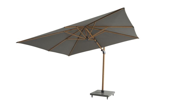 4 Seasons Outdoor Siesta Premium 3m Wood Effect Parasol with 125kg Wheeled Base 