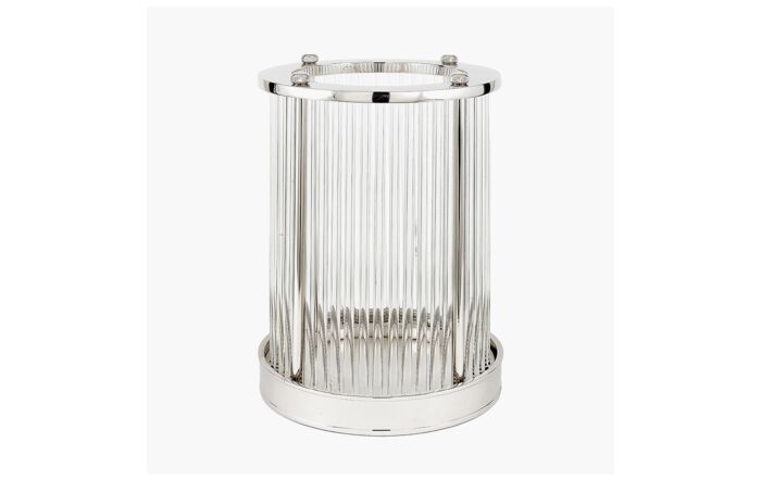Pacific Lifestyle Silver Metal And Clear Textured Glass Large Hurricane-70-630-NI-L