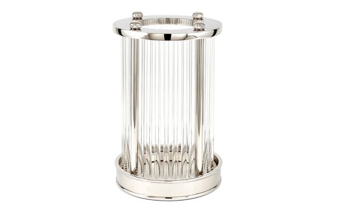 Pacific Lifestyle Silver Metal And Clear Textured Glass Small Hurricane-70-630-NI-S