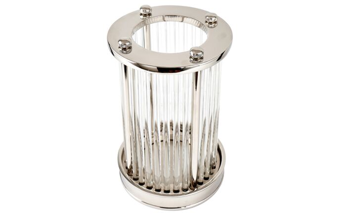 Pacific Lifestyle Silver Metal And Clear Textured Glass Small Hurricane-70-630-NI-S 1