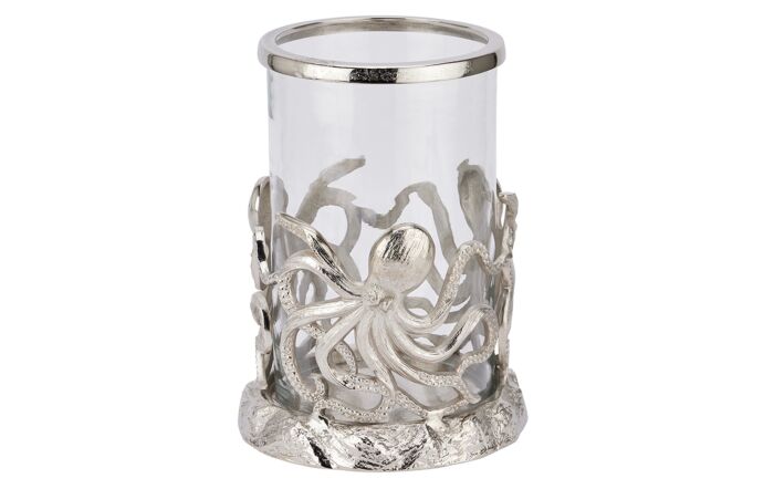 Hill Interiors Silver Octopus Candle Hurricane Lantern-22480 1
