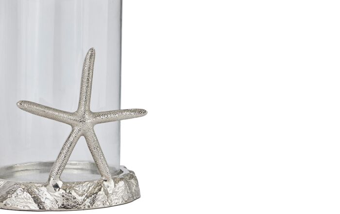 Hill Interiors Silver Starfish Candle Hurricane Lantern-22228