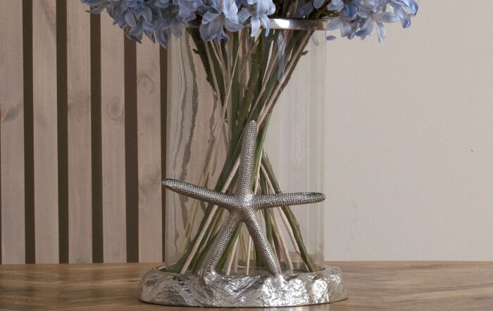 Hill Interiors Silver Starfish Candle Hurricane Lantern