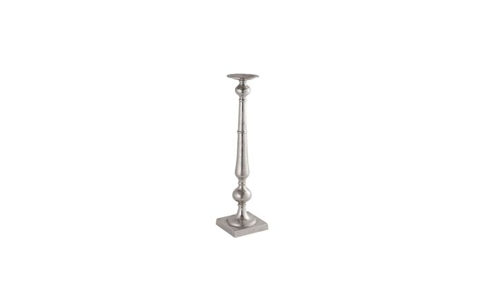 Hill Interiors Farrah Collection Silver Tall Dinner Candle Holder