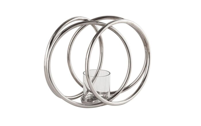 Hill Interiors Farrah Collection Silver XL Four Ring Pillar Candle Holder