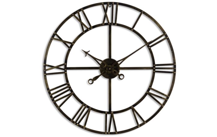Hill Interiors Small Antique Brass Skeleton Clock