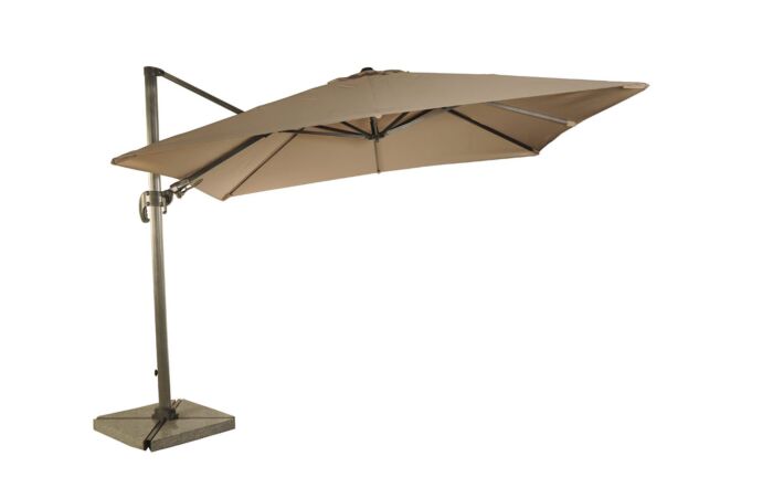 Bramblecrest Chichester 3M Square Crank Handle Parasol with Granite Base and FREE Cover - Sand-SPPS8-Sand 1