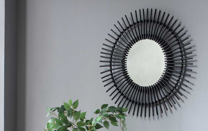Desser Starburst Rattan Mirror-Black
