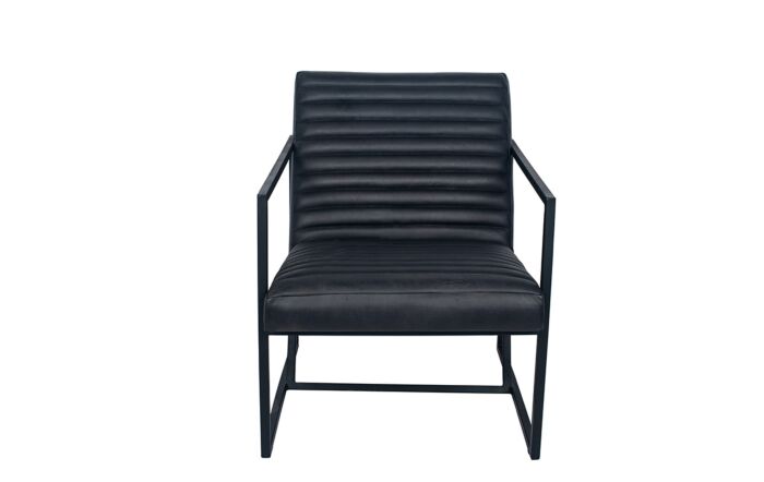 Pacific Lifestyle Stefano Steel Grey Leather and Iron Arm Chair