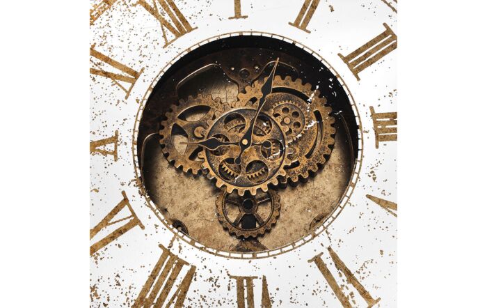 Hill Interiors Mirrored Round Framed Clock Table With Moving Mechanism-18686