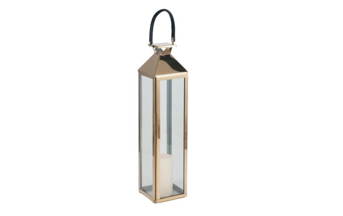 Pacific Lifestyle Matt Gold Stainless Steel & Glass Medium Lantern