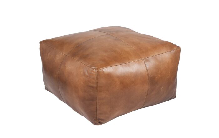 Pacific Lifestyle Matteo Natural Tan Leather Square Pouffe-15-277-NT 1