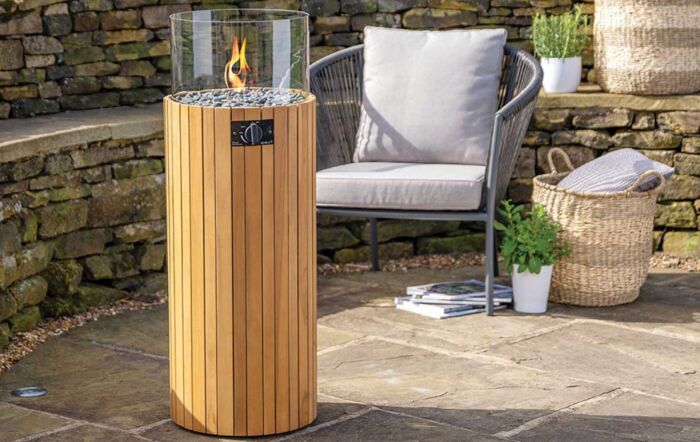 Pacific Lifestyle Cosiscoop Pillar Teak Fire Lantern