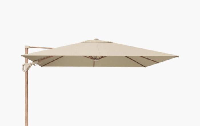 Pacific Lifestyle Challenger Teak T2 3m Square Champagne Free Arm Parasol With 90kg Wheeled Base-18-191-CH & 18-125