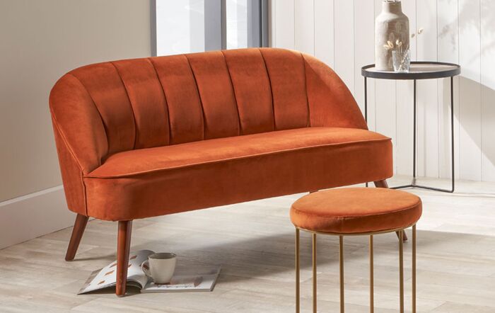 Pacific Lifestyle Tobacco Velvet Sofa with Walnut Effect Legs