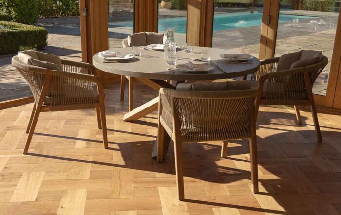 Maze Martinique Rope Weave 4 Seat Round Dining Set -MART-4SRDS-LB