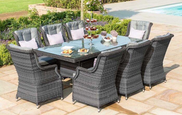 Maze Victoria 8 Seat Rectangle Dining Set with Square Chairs-KIT-VIC-200-RC-SQ2