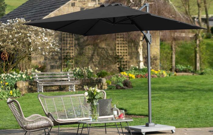 Pacific Lifestyle Voyager T1 3m x 2m Oblong Anthracite Parasol with 90kg Granite wheeled Base 
