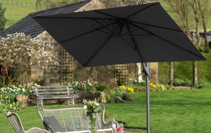 Pacific Lifestyle Voyager T1 3m x 2m Oblong Anthracite Parasol with 90kg Granite wheeled Base -18-302-GY