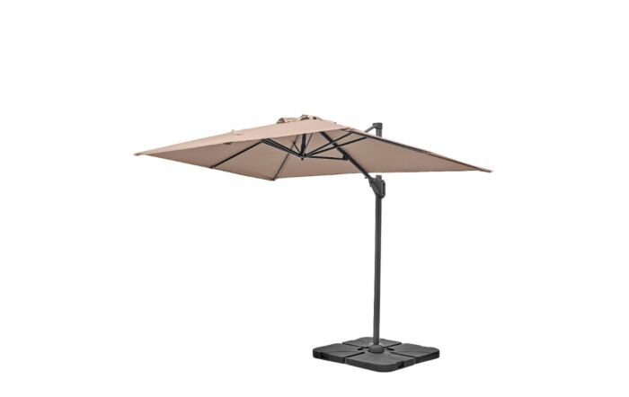 Pacific Lifestyle Voyager T1 3m x 2m Rectangular Taupe Free Arm Parasol With 90kg Wheeled Base-18-302-TA & 18-125