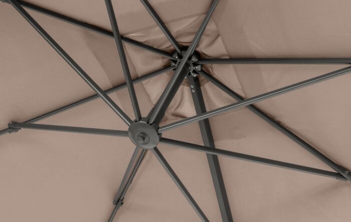 Pacific Lifestyle Voyager T2 2.7mt Free Arm Parasol Taupe With 90kg Wheeled Base-18-301-TA & 18-125