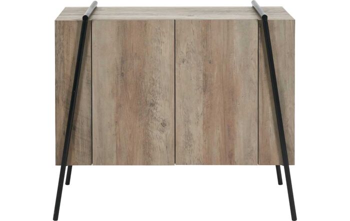 Pacific Lifestyle Osato Light Brown Wood Veneer and Black Metal 2 Door Sideboard-76-536