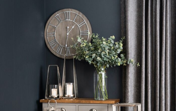 Hill Interiors Wooden Clock with Nickel Detail-18765 1