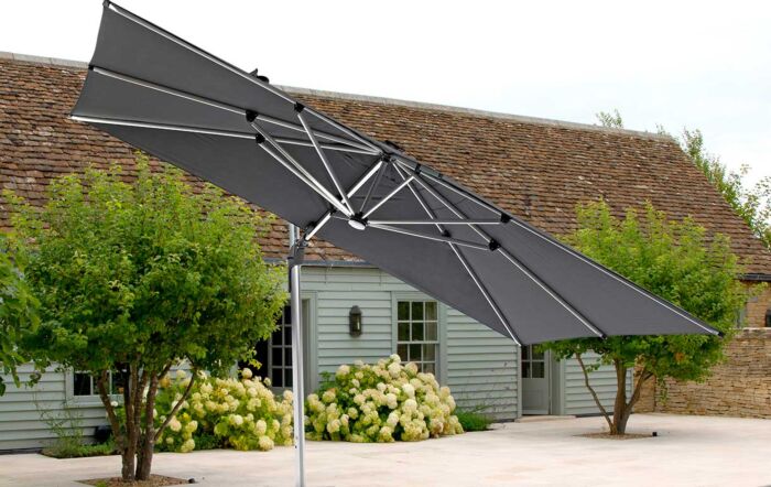 Bramblecrest Worcester 4m x 3m Rectangle Cantilever LED Parasol with Cover - Grey-SPGLP15
