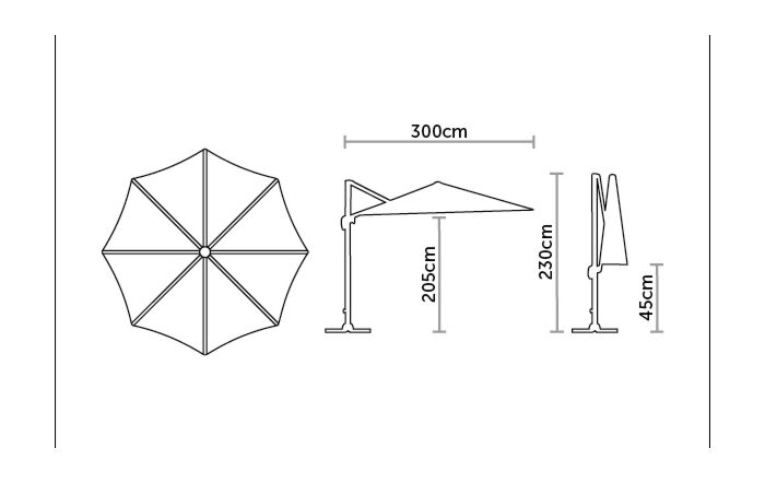Bramblecrest Chichester 3M Round Crank Handle Parasol Including Granite Base And Cover-X16PG30R01-2