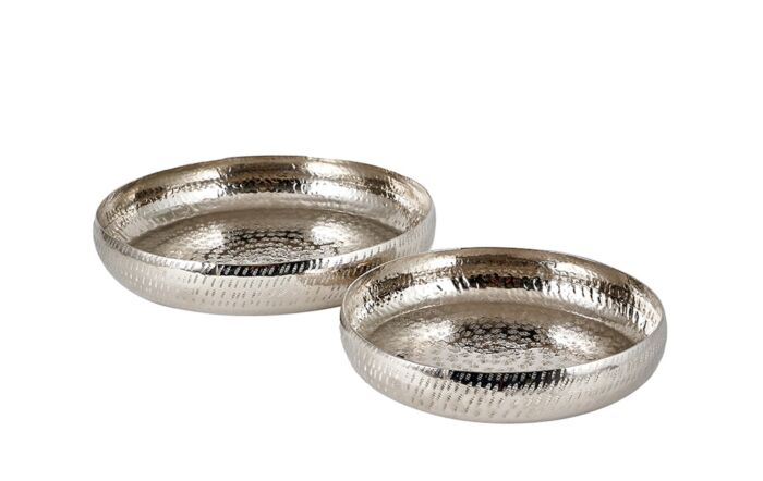 Pacific Lifestyle Set Of 2 Silver Hammered Metal Bowls-70-638